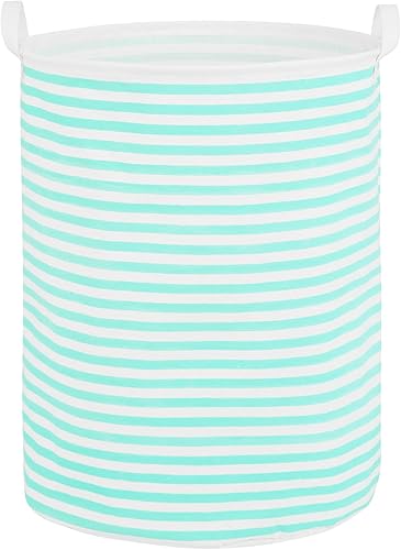 Cesta organizadora de lavandería plegable grande, portátil, plegable, cesta de almacenamiento con asas (forro impermeable, viajes de menta)