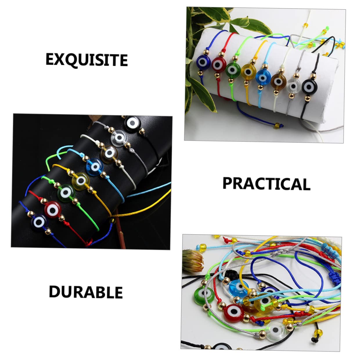 Beaupretty 48piezas Pulsera Trenzada Ajustable Amuleto De Ojo Turco Para Mujeres Niñas y Niño Niña Para Eventos y Protección