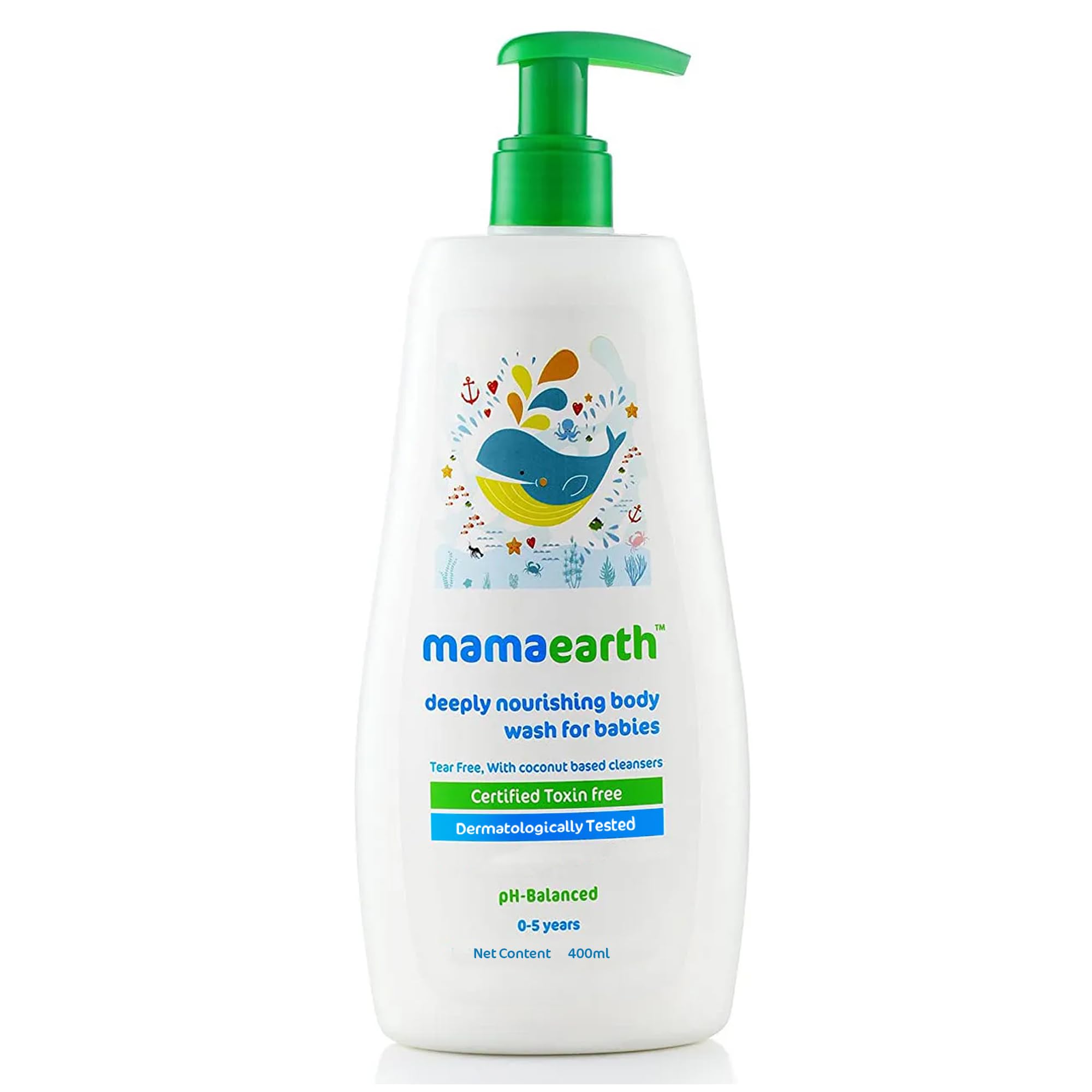 Mamaearth Deeply Nourishing Baby Body Wash with Coconut Oil, Orange Essential Oil & Aloe Vera | Tear-Free Cleanser, Gentle Daily Bath Wash for Newborns & Infants | Soft & Nourished Skin, 400ml