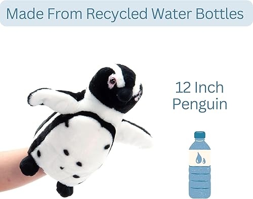 Miniatura 7 de The Petting Zoo Marioneta de peluche africana de pingüino de patas negras, regalos para niños, animales títeres, marionetas interactivas de