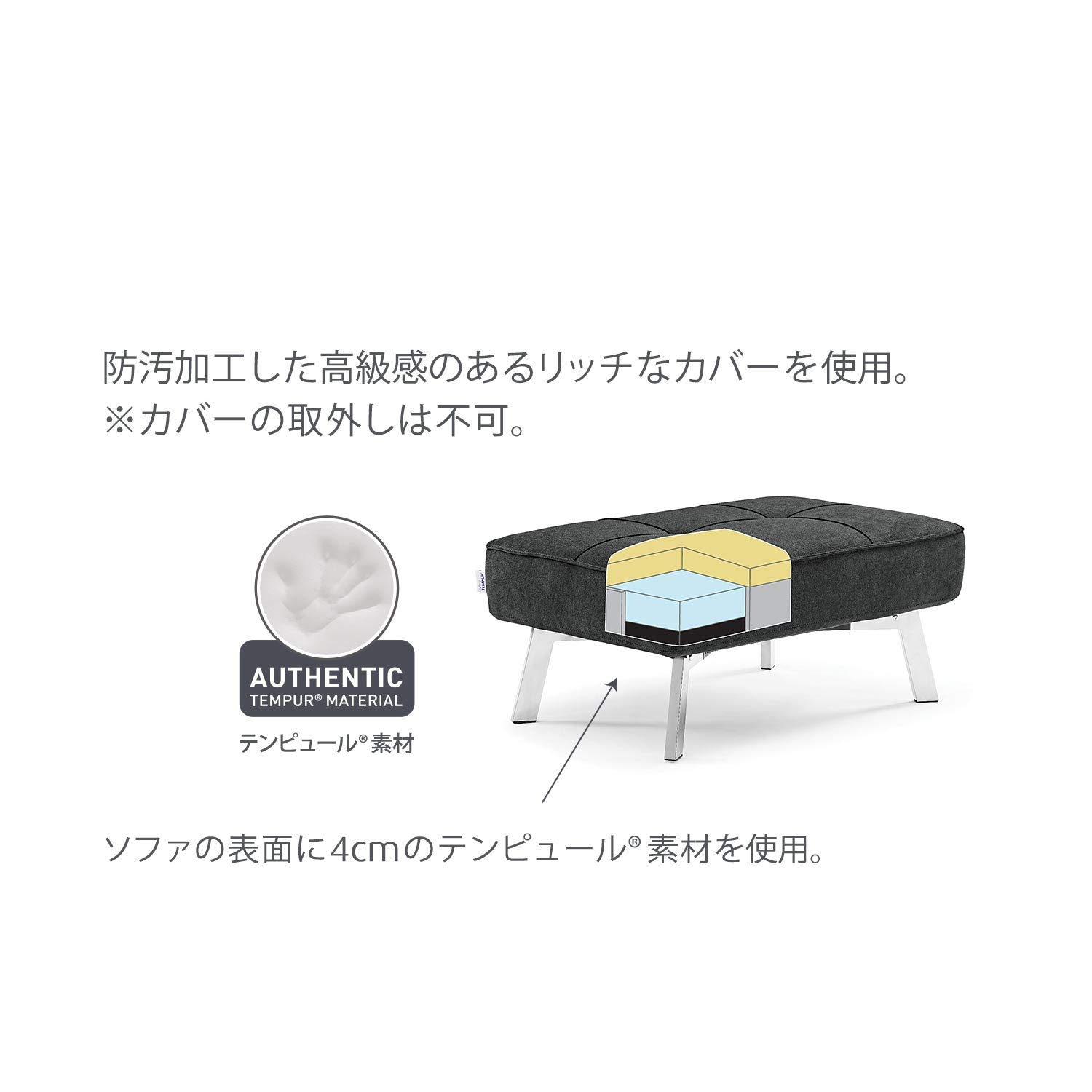 Amazon｜テンピュール(Tempur) ソファ オットマン チャコールグレー