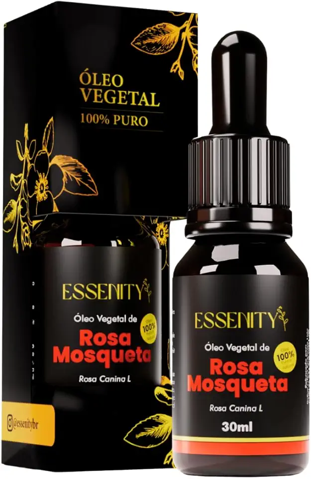 Óleo de Rosa Mosqueta, 100% Puro, Natural & Prensado a Frio – Renovação da Pele, Cicatrizes, Cabelos e Unhas 30 ml - ESSENITY