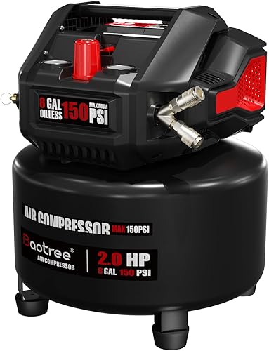 Compresor de aire portátil de 8 galones, tanque de compresor de aire libre de aceite máximo de 150 PSI, motor de 2 HP 2.8 SCFM a 90 PSI, compresores