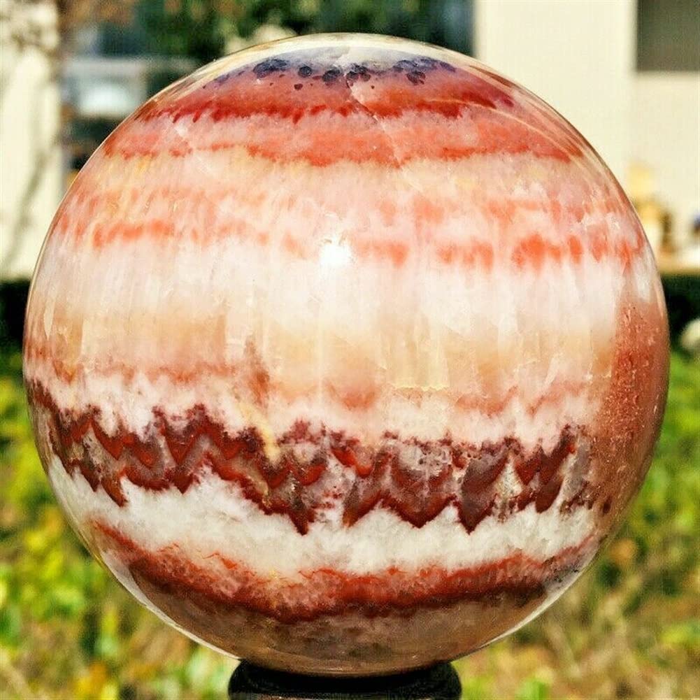 Decorazione for la casa da , sfera di cristallo di quarzo con sfera di rodocrosite naturale, regali di guarigione , cristallo naturale (dimensioni : 65-70 mm) Collezioni di casa ( Size : 65-70mm )