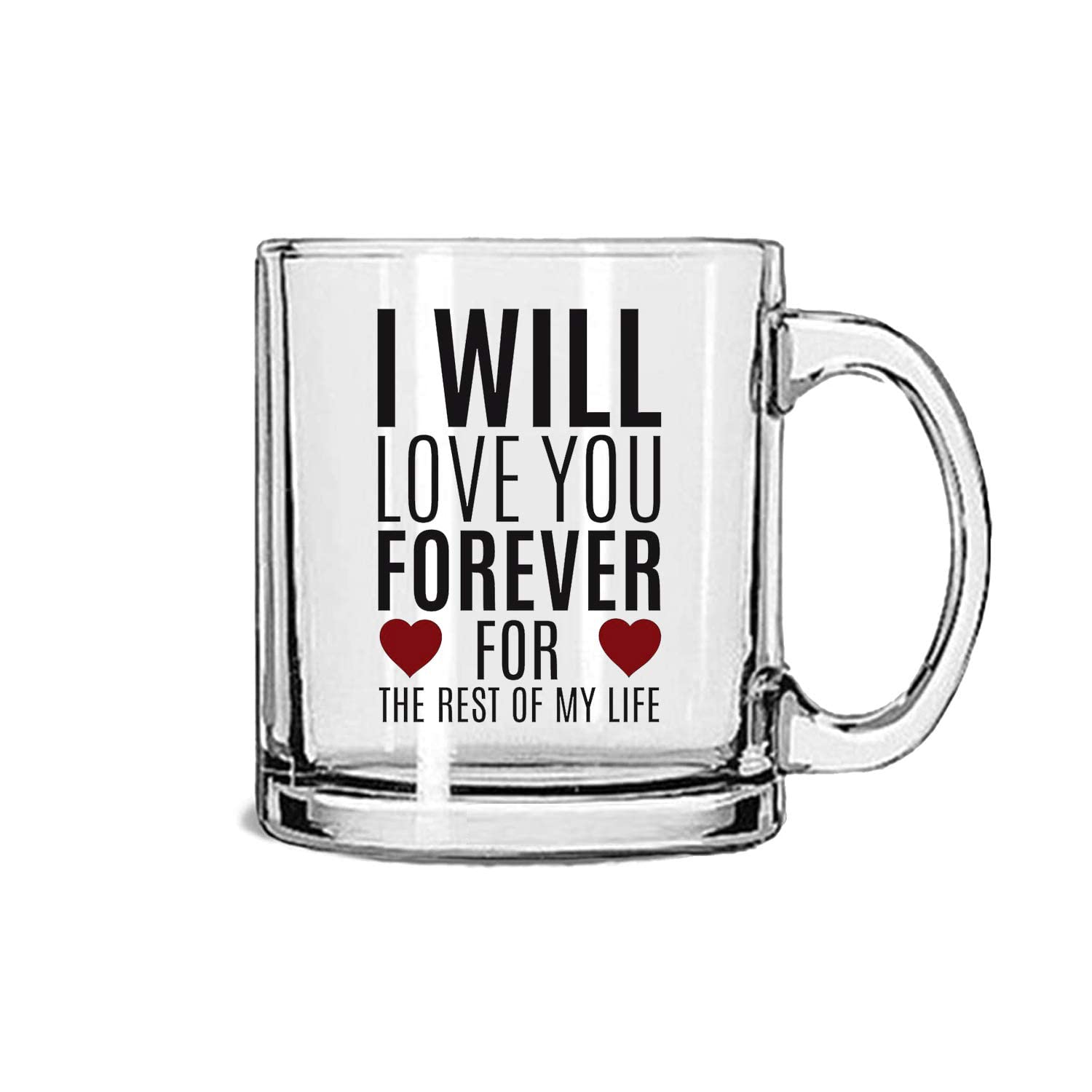 Clapcart Printed Transparent Glass Coffee and Tea Mug (I Will Love You Forever for The Rest of My Life) (B0BTW62611) Amazon Price History, Amazon Price Tracker