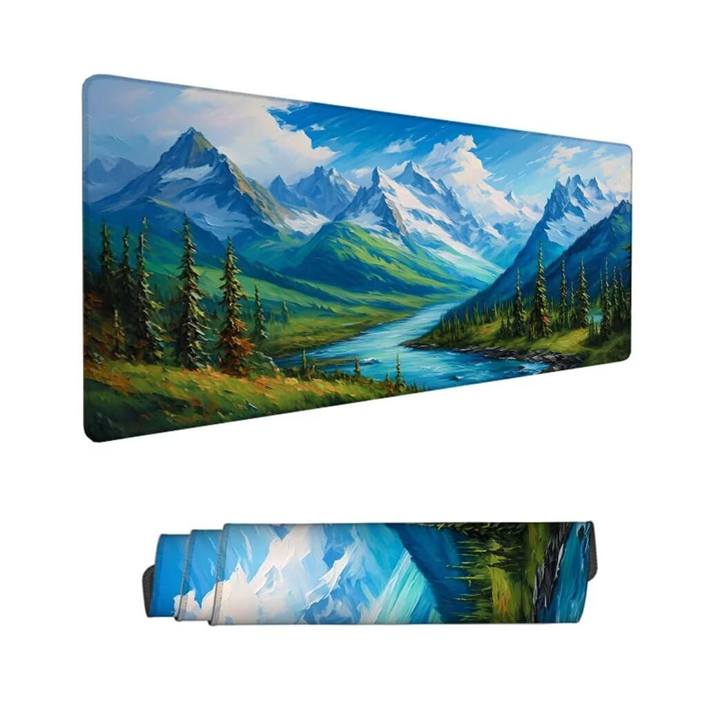 Podkładka pod mysz pod mysz niebo, podkładka pod mysz XXL 1200 x 600 x 3 mm, podkładka pod mysz górską antypoślizgowa wodoodporna podkładka pod mysz, podkładka pod mysz z przeszytymi krawędziami,