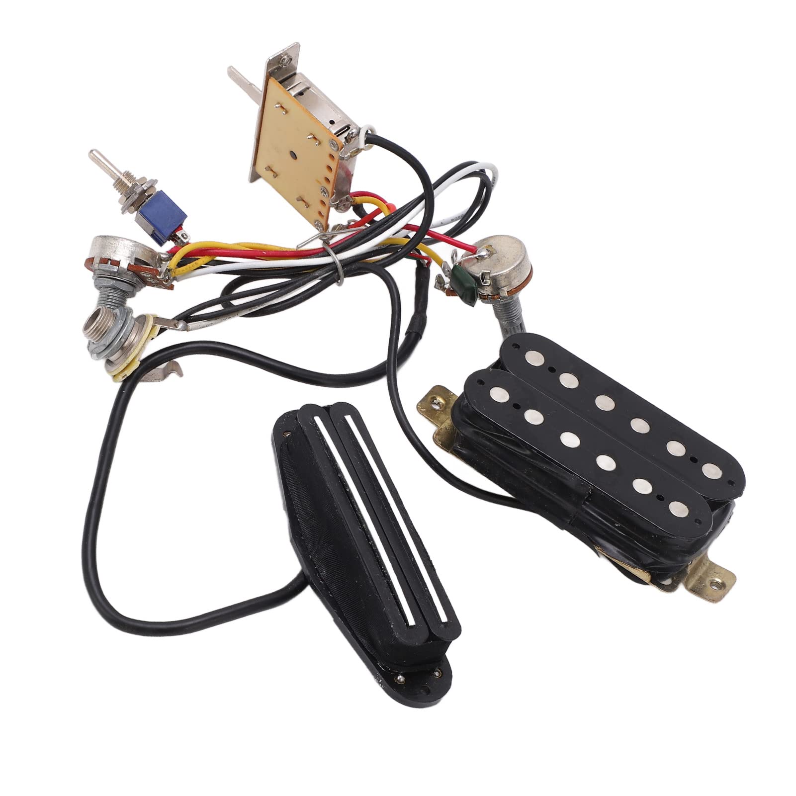 RiToEasysports Arnés de cableado de guitarra, kit precableado de doble riel con potenciómetro de 1T1V A500k B500k, diseño de blindaje de ruido para actualización de guitarra eléctrica