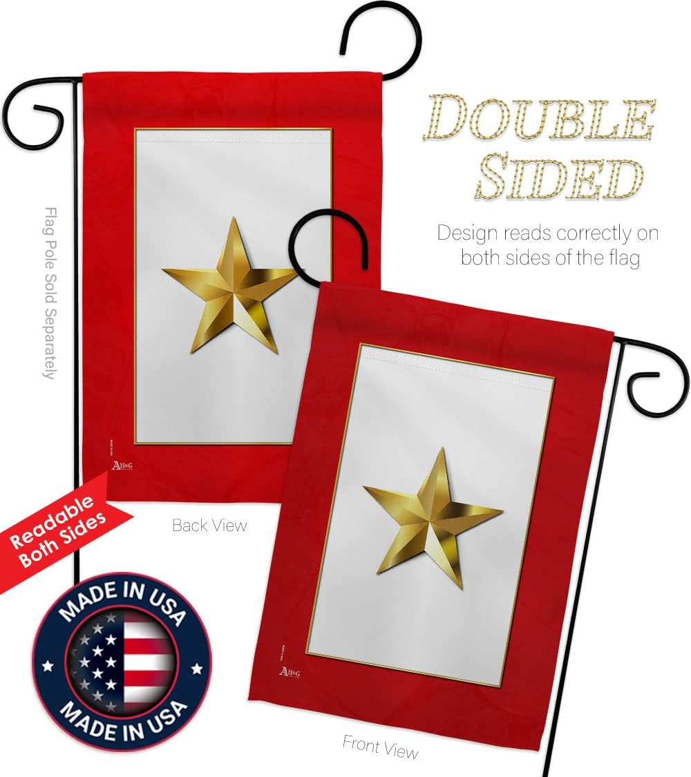Gold Star Garden Flag Home Decor Banner Wall Art Patio Lawn Front Porch Room Decorations Small Outdoor Tapestry Yard Sign Armed Forces Official US Military Memorabilia Memorial Day Gift Made In USA