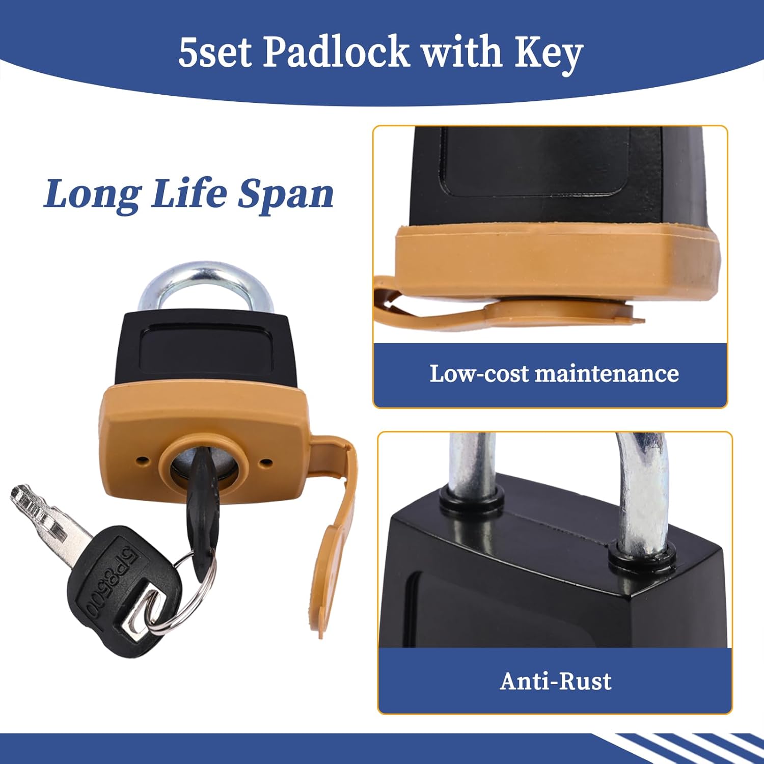 246-2641 5set Padlock with Key Compatible with Caterpillar CAT Fuel Cap 7X7700 1428828 20103300 2849039 Replace 5P8501 5P8500 2462641 (5)