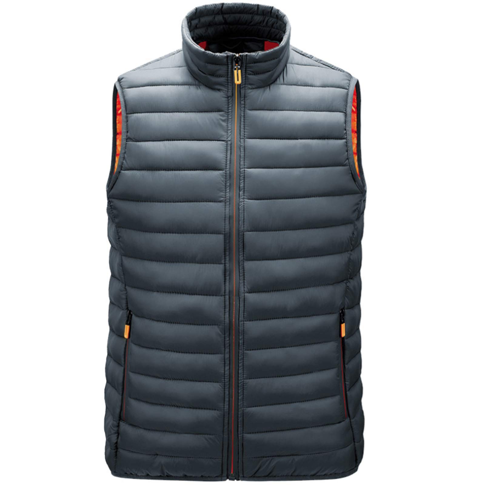 Chaleco Chaleco acolchado para hombre invierno al aire libre Chaleco Chaleco casual acolchado para el cuerpo, sin mangas, Chaquetas de viaje gris-XXXXL