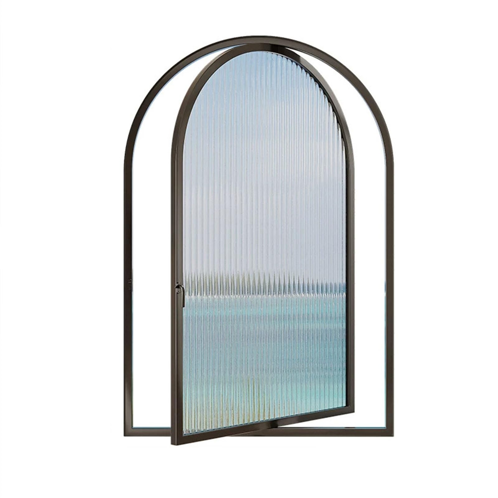 Rttzboz Black 360° Rotating Window, Sliding Window With Handles, Fluted Glass Shed Basement Bathroom Transom(,70X105cm/28X41in)