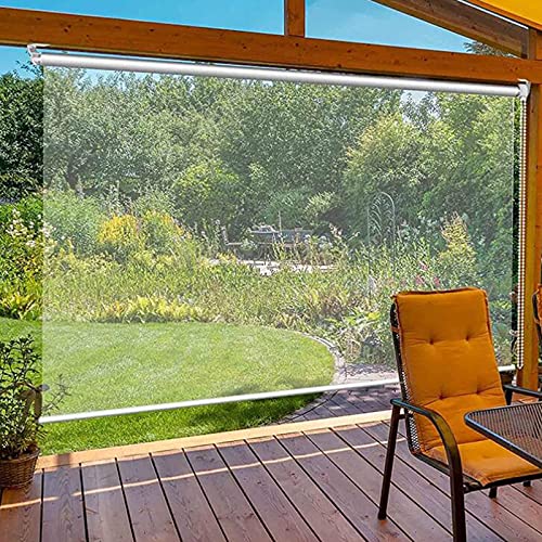 Seitenzug- & Springrollos Transparente Rollos,Terrasse im Freien Schatten,Außenrollos Jalousien Rollladen Sichtschutz für Patio Deck Veranda Pergola Pavi tr(Size:115x215cm/45.3