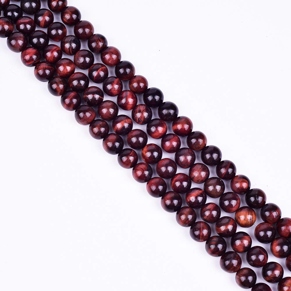 Asingeloo 6MM Natural Red Tiger Eye Round Gemstone Loose Beads for DIY Jewelry Making 15" a Strand Stone Beads