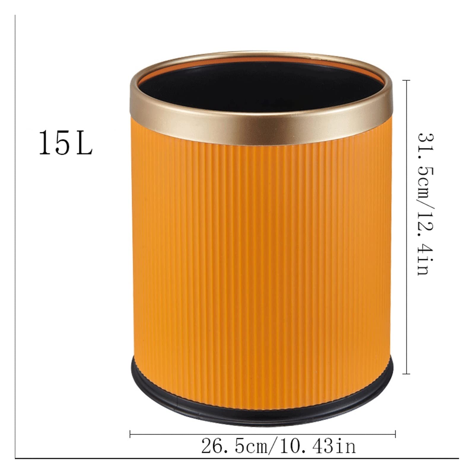 Mülleimer für den Innenbereich Indoor-Mülleimer Mode Phnom Penh Einfacher Papierkorb Doppelschichtiger unbedeckter großkalibriger Mülleimer Dekorativer Haushaltsmülleimer(Schwarz,15l)