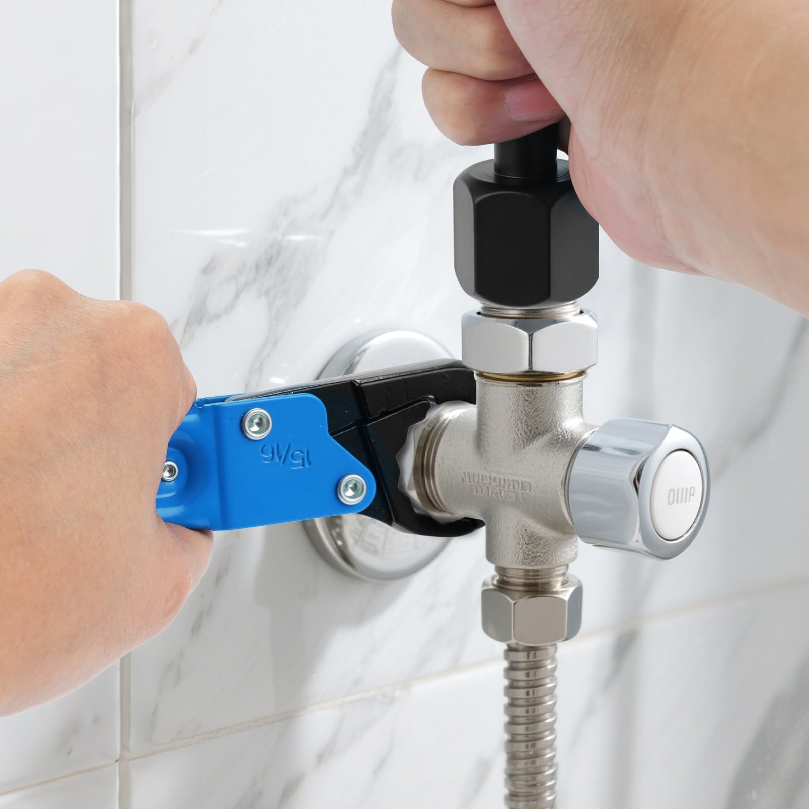 Kit de llaves de parada de ángulo de 5 colores, juego de herramientas de fontanería profesional para válvulas de baño/cocina, herramienta de extracción de válvula ajustable con acero cromado