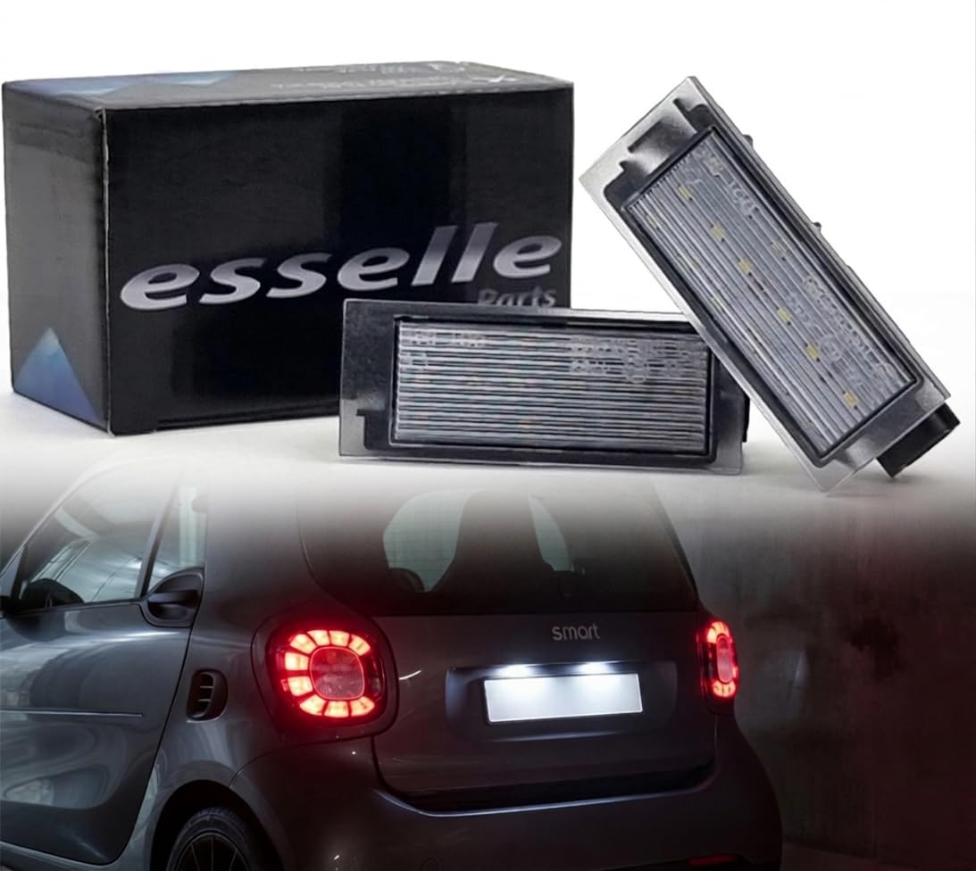 Placchette Luci Targa LED Compatibili con Smart Forfour 453, Fortwo 453 18 SMD CANBUS 6000K Bianco Ghiaccio Plug & Play Nessun Errore
