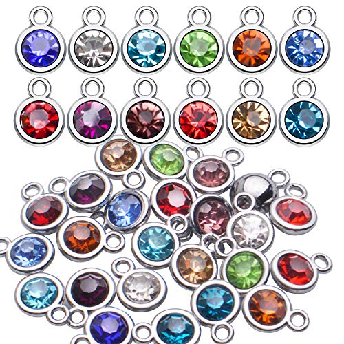 Crystal Charms, 48pcs Birthstone Crystal Pendants - 12 Months Birthstone Charms for Jewelry DIY