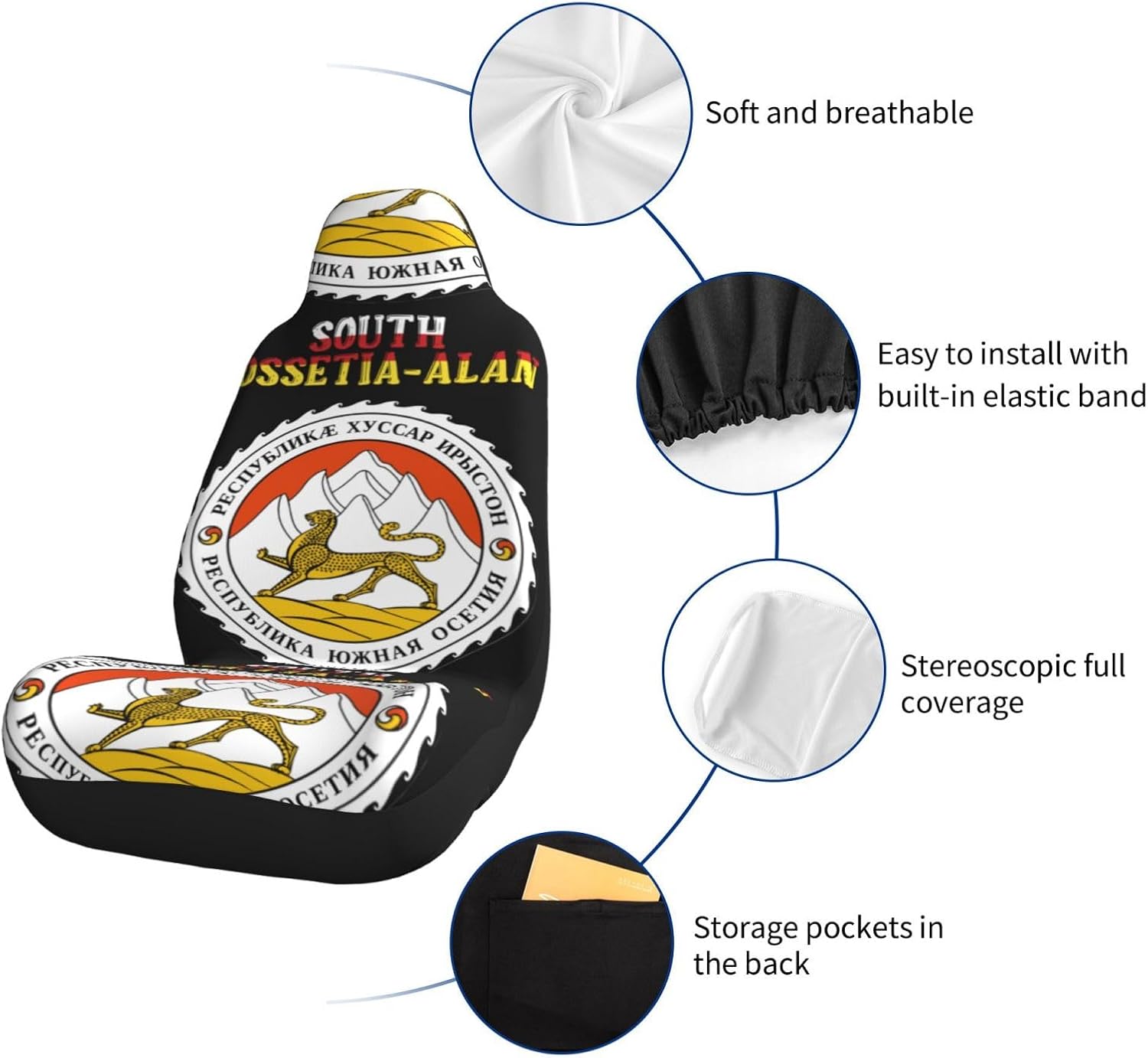 South Ossetia-Alan Emblem Car Seat Covers, Protective Car Seat Covers, Seat Covers Suitable for Most Car Models