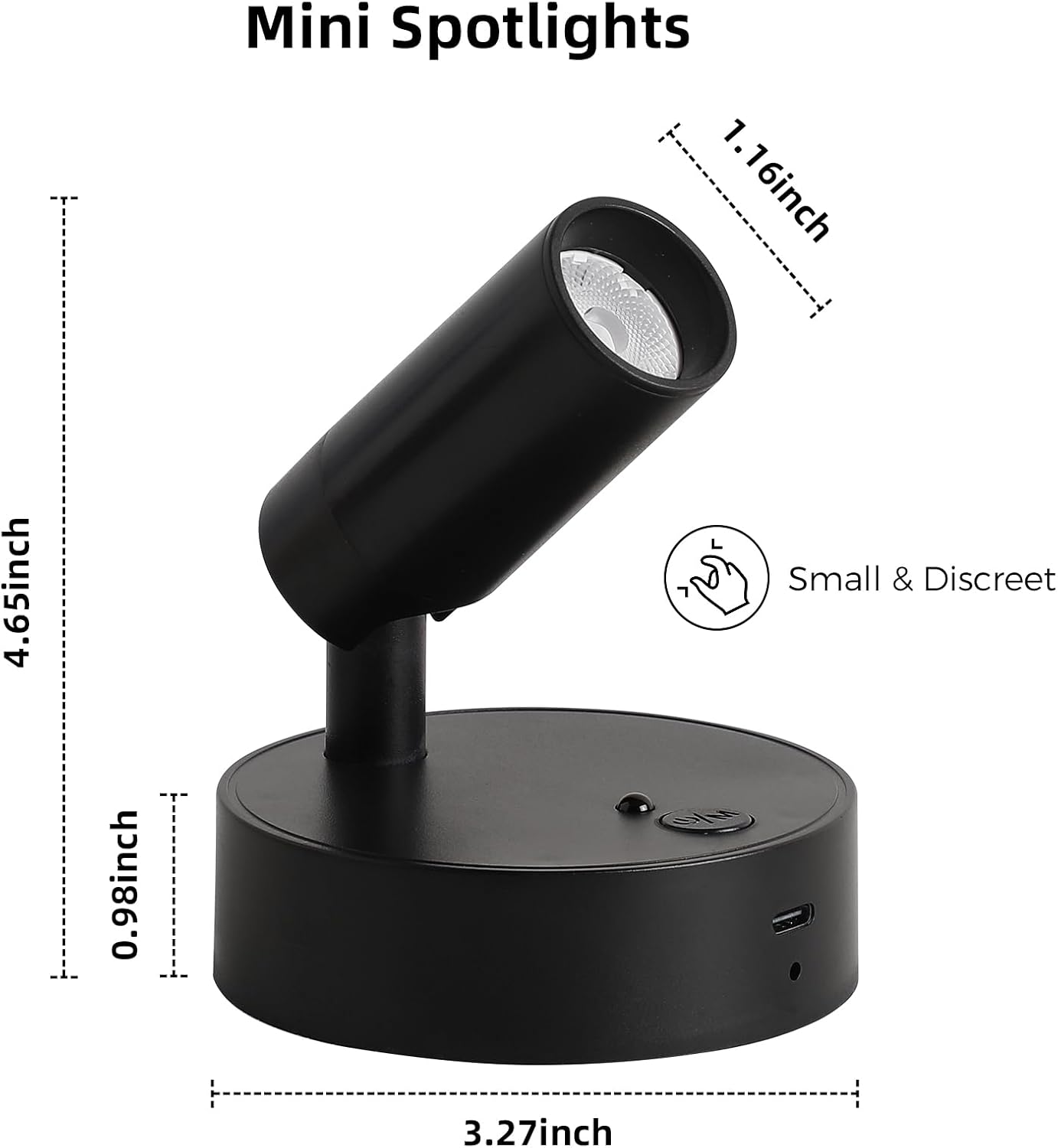 Wireless Rechargeable Spotlight spot lightsindoor, Battery Powered Lights, for Gallery Walls Mantel - Adjustable Rechargeable Uplighting for Reading Nooks, Art, Indoor Plants & Home Decor
