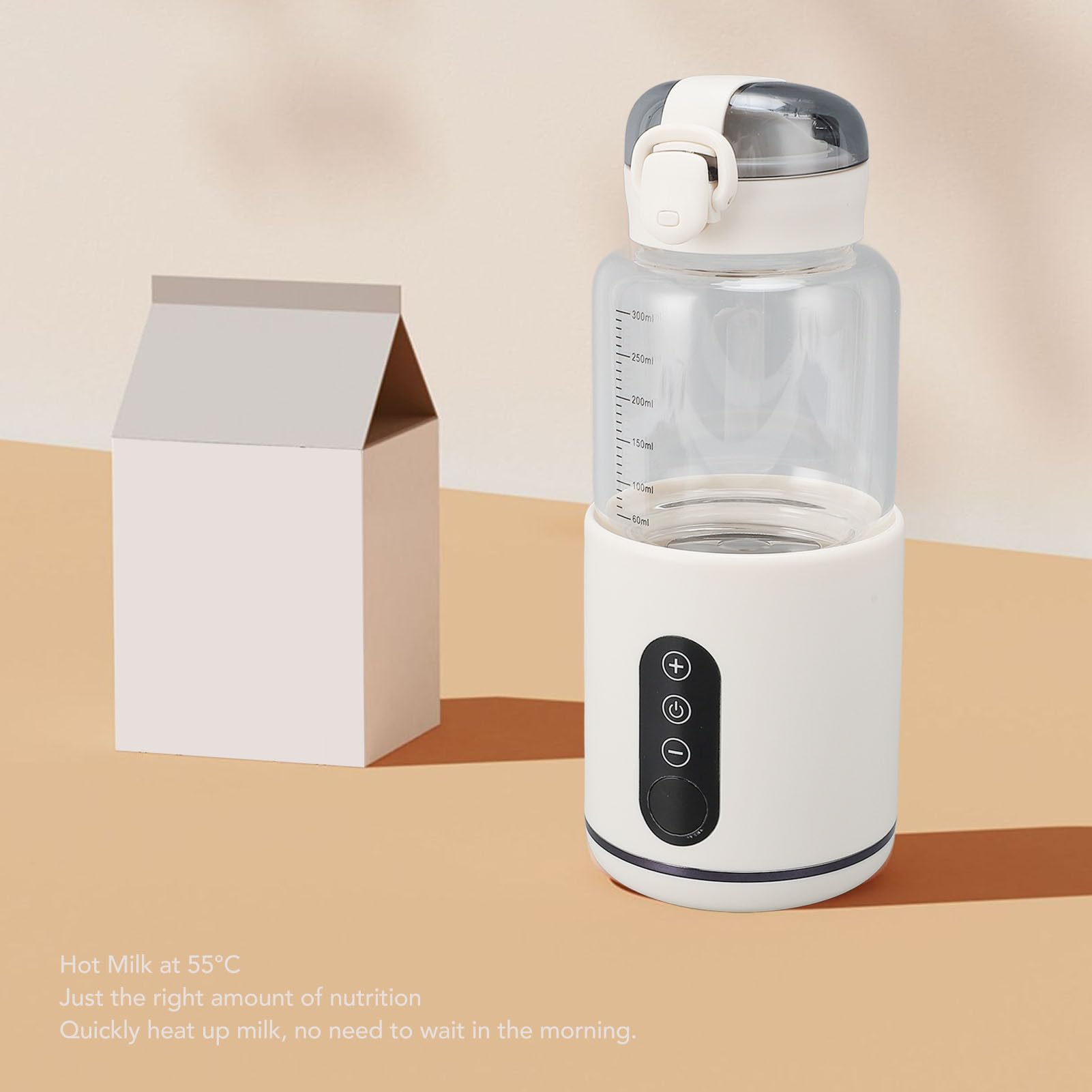 Portable Bottle Warmer, 300ML Portable Milk Warmer for Baby, 5000mAh USB Rechargeable, Travel Bottle Warmer On The Go