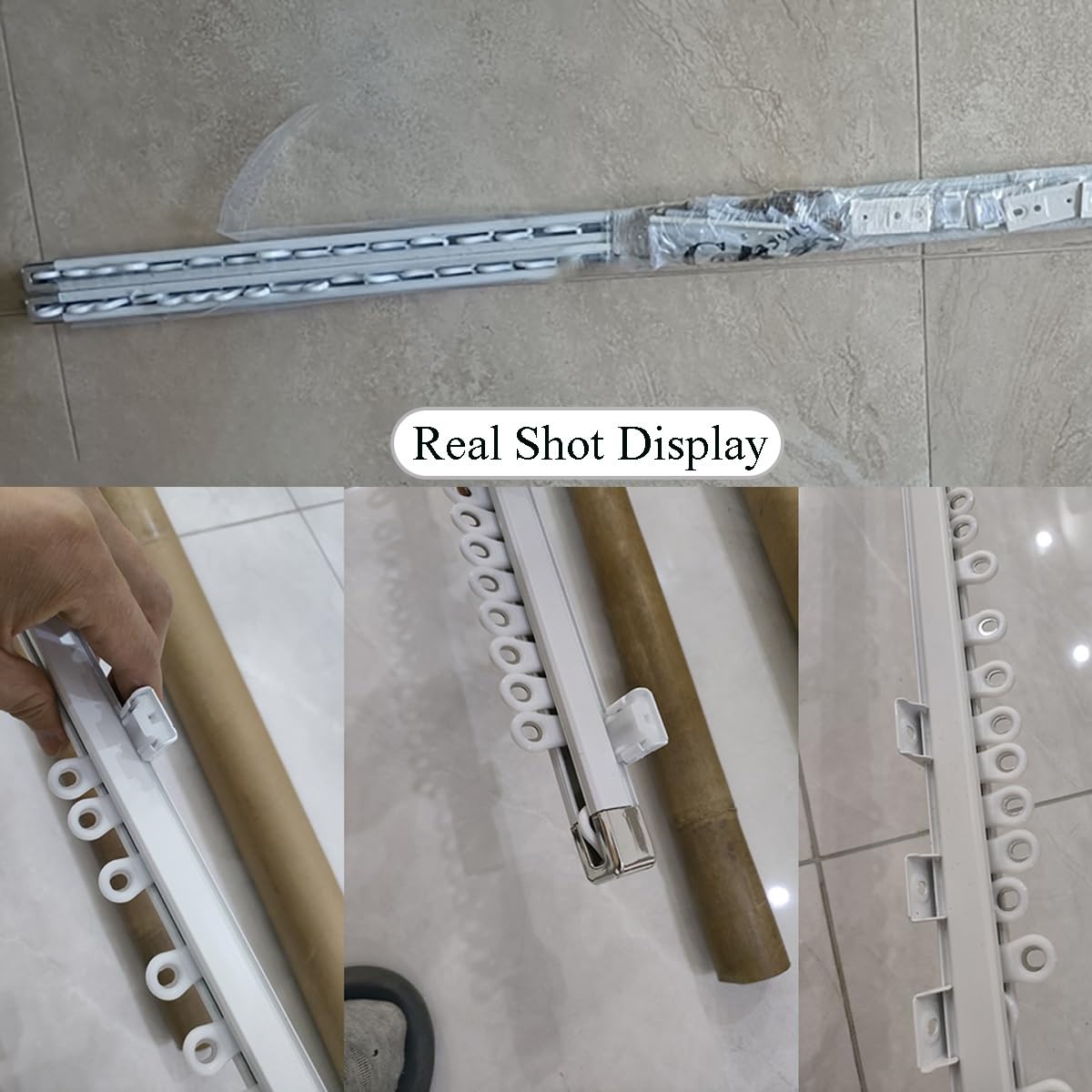 Generisch Strapazierfähig Deckenvorhangschiene, Aluminium Wandschiene Für Vorhänge Inkl. Zubehör, Für Dusch Erker RV Raumteiler(Gold,270cm(2 * 135cm))