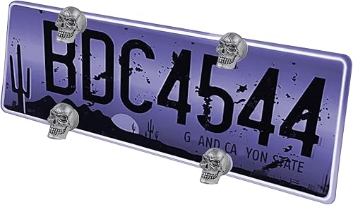 Miniatura 2 de Lunsom Sujetadores de matrícula, paquete de 4 unidades, kit de marco con forma de calavera, tornillos de repuesto para la mayoría de motocicletas,