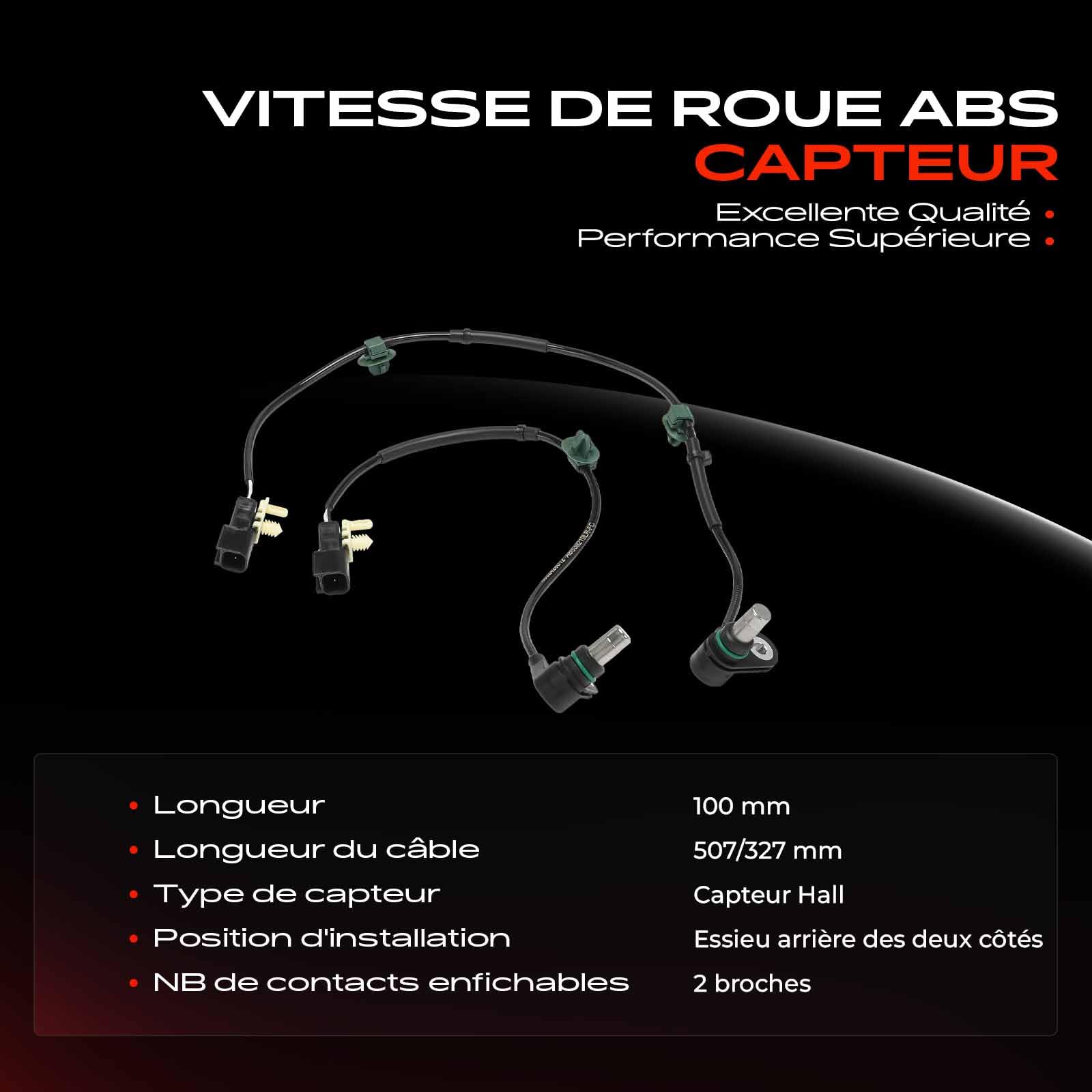 Frankberg 2 capteurs ABS arrière gauche droit 2 broches 5277886 | Compatible avec: Ranger TKE