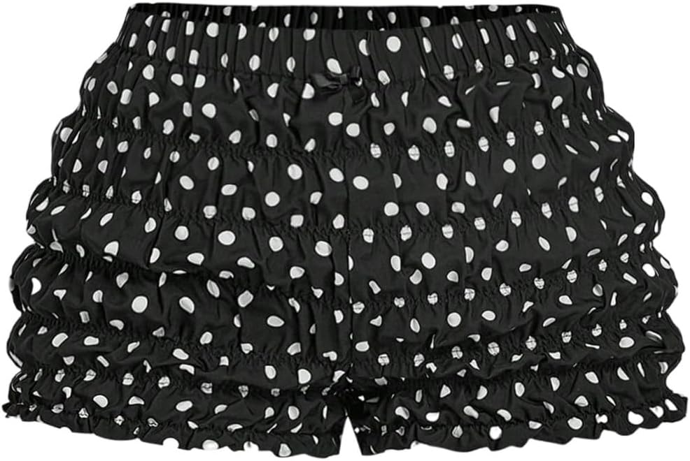 WDIRARA Women's Plus Size Polka Dots Mini Shorts Ruffle Micro Shorts