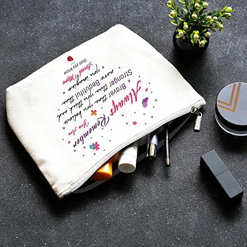 Inspirational Gifts for Women Girls Best Friend Gift Cosmetic Bag Portable Travel Makeup Bag Friendship Present Birthday Gift for Best Friend 9.4 x 2.3 x 6.6 (Always Remember)