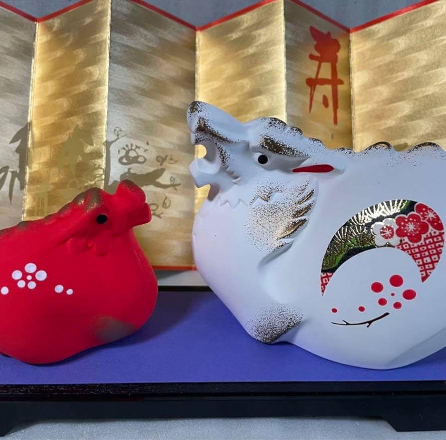 陶器　置物　共箱 即納！京焼 石田来之助 作 神苑鶏 置物 高21cm 共箱付 無傷