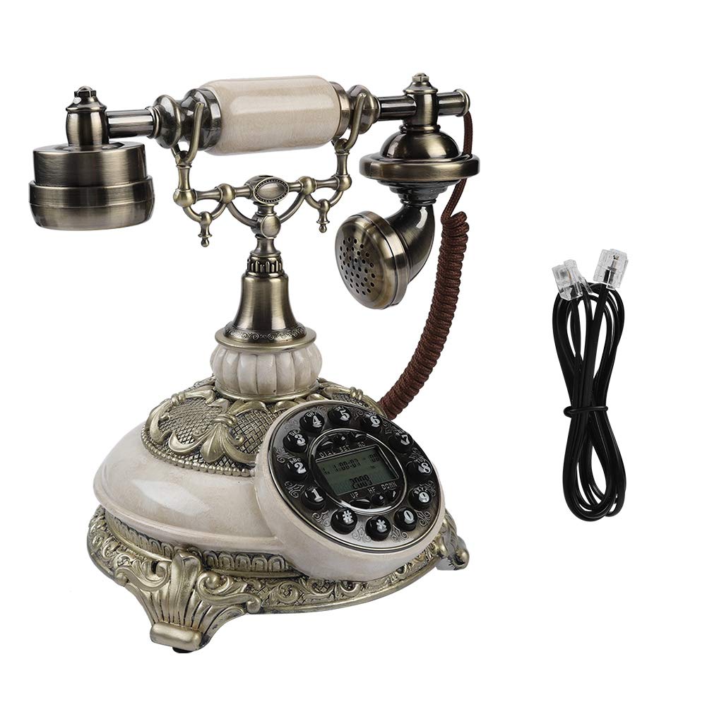 Retro przewodowy telefon stacjonarny, stary europejski telefon stacjonarny w stylu vintage Identyfikator wyświetlacza FSK/DTMF/przypomnienie o połączeniu z hotelem/salonem/wystrojem