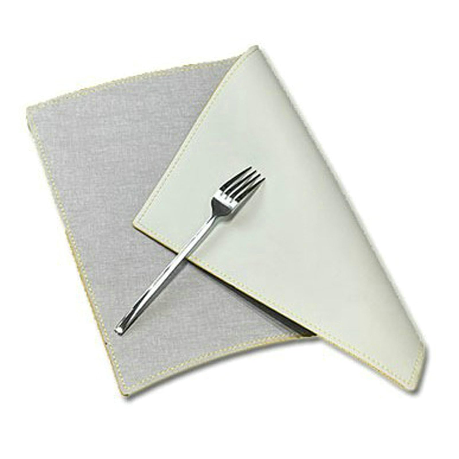 Juego de 6 manteles individuales de cuña de piel, resistentes al calor, antideslizantes, lavables, bicolor, reversibles, color gris claro, beige, blanco, para cocina, interior, fiesta, 50 x 37