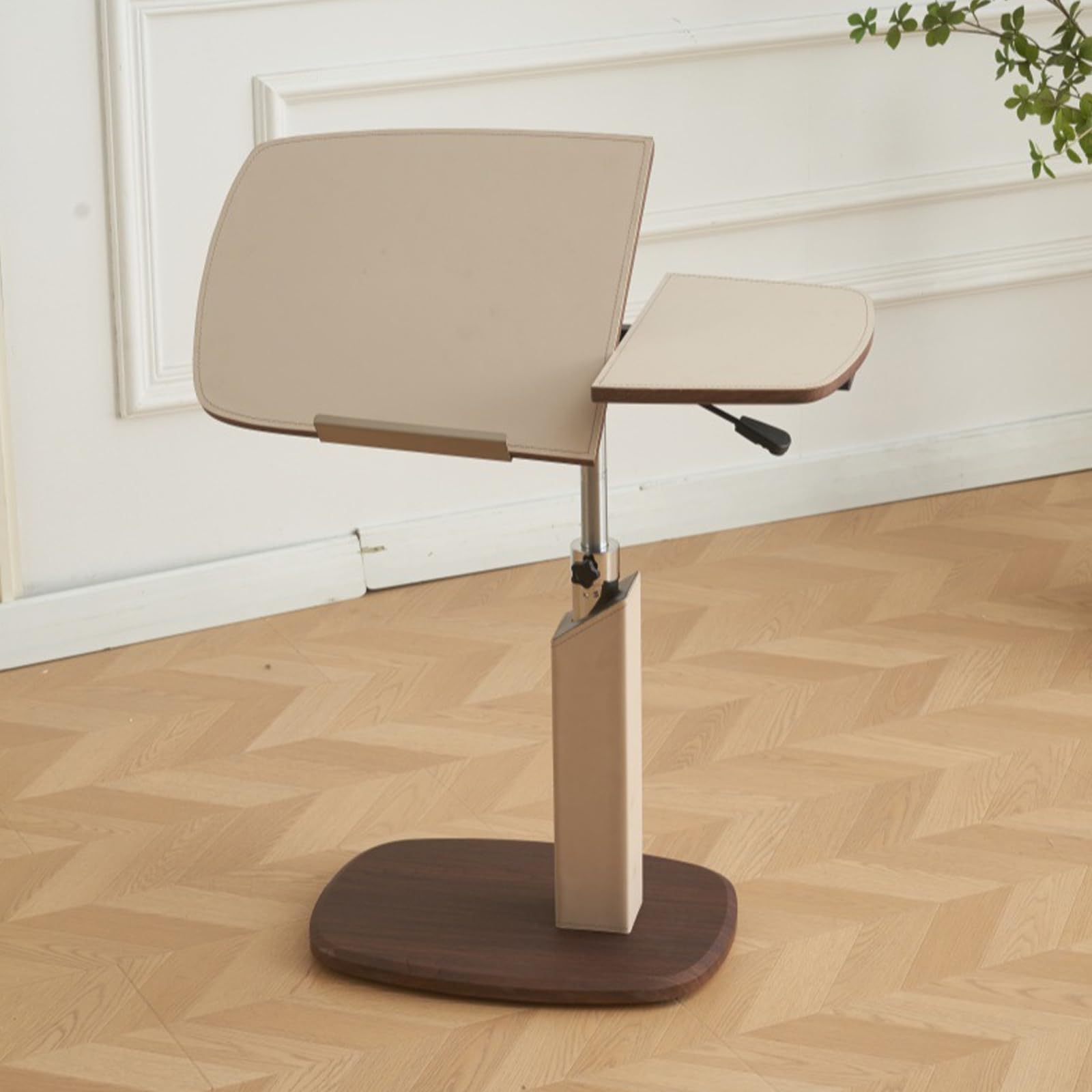 Mesa auxiliar en forma de C de altura ajustable con parte superior giratoria, mesa de sofá rodante que se desliza debajo del sofá, bandeja de TV para cama, color blanco