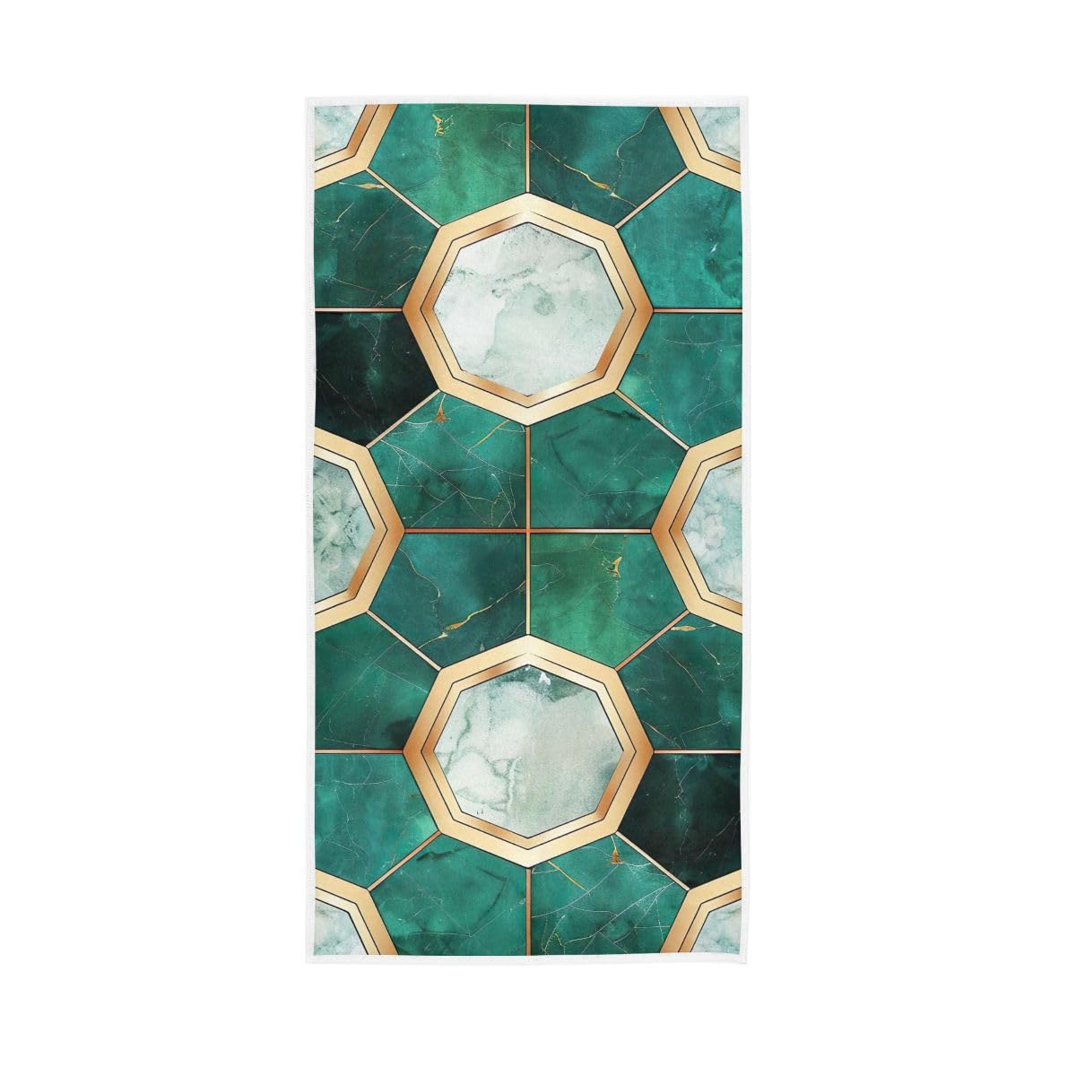 LSRCPD Teal Gold Stone Mosaic Pattern Hand Towels Bathroom, Hand Towel for Bathroom, Shower, Hotel, Spa 15 x 30 Inches