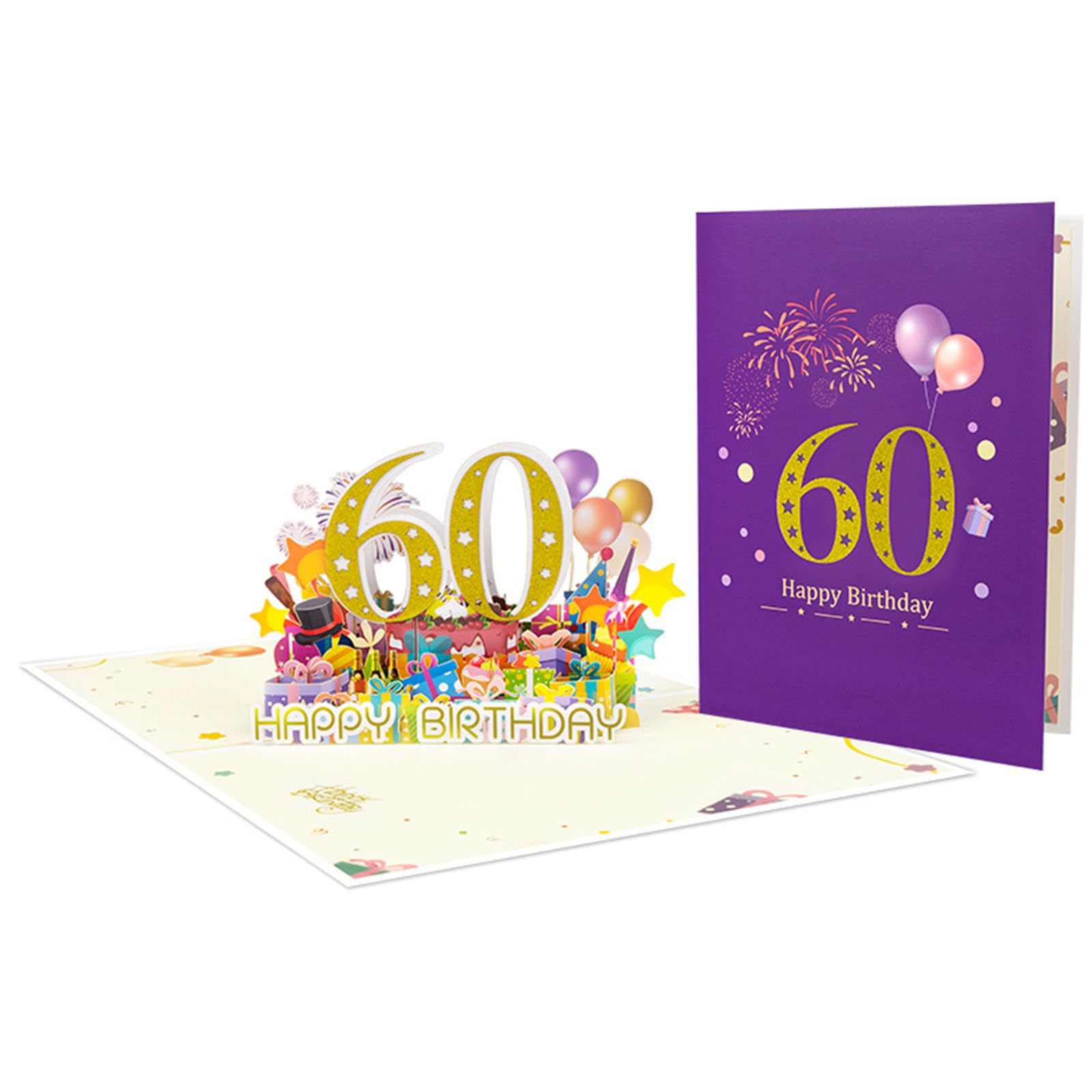 Tsophreniq Unique Pyrotechnics Celebration Card Stylish Pyrotechnics 3D Popup Paper Birthday Greeting Card for Friend and Family Special Event Cards