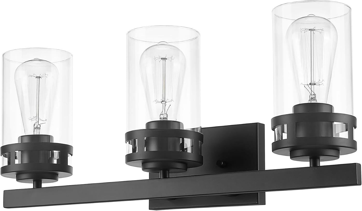 ML Lighting | Lunden Collection | 91023-MB | 3 Light Vanity in Matte Black Finish with Clear Glass Shade | Versatile Design That adds High-End Texture and Elegance to Your Bathroom
