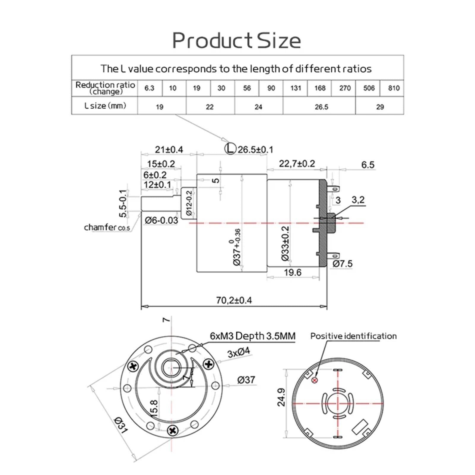 JGB37-520 Miniaturowy metalowy silnik redukcyjny o wysokim momencie obrotowym 6 V/12 V/24 V 7 obr./min ~ 960 obr./min regulacja prędkości do przodu i do tyłu (7 obr./min_24 V pojedynczy silnik)