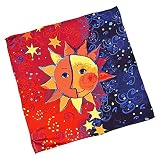 VON LILIENFELD Seidentuch Rosina Wachtmeister: Sole Bandana Satin Halstuch groß Kunst Sonne Mond Sterne