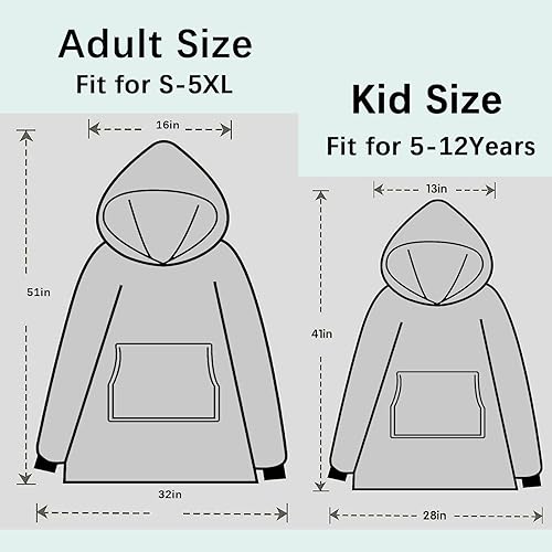 Miniatura 4 de Manta con capucha para adultos y niños, de franela de Navidad, con capucha, talla grande