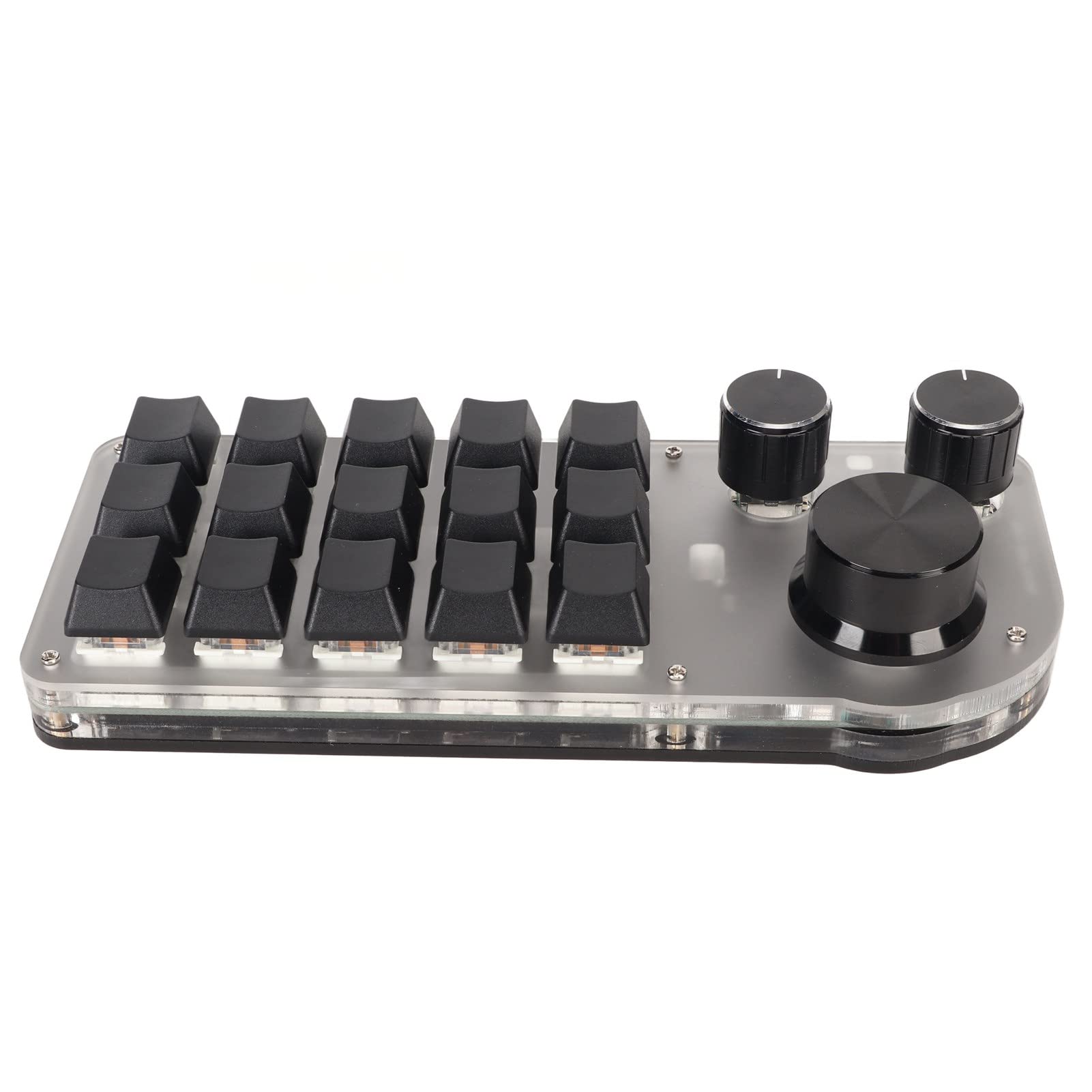 Alomejor Mini Tastiera USB Meccanica Wireless a 15 Tasti con Manopole per Musica da Gioco e Ufficio in Acrilico Bianco