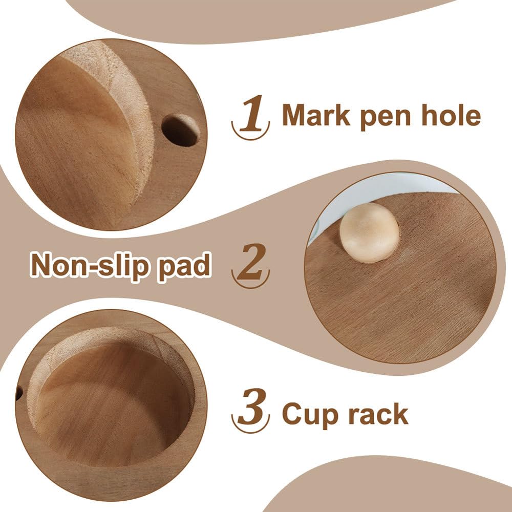 Portabicchieri in Legno, Porta Tazze con Fessura per Pennarelli, Dispenser per Bicchieri di Carta, per Segnare Bevande, Feste, Bar, Cucina, Bagno, Decorazione