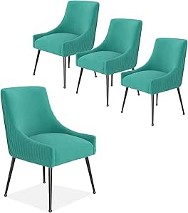 SEYNAR Velvet Dining Chairs Set of 4,Dark Green