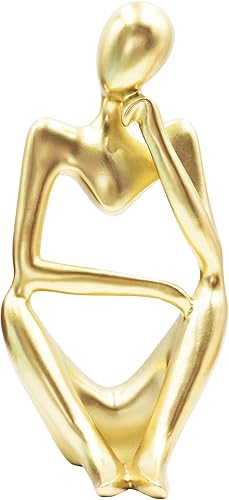 Vista 10 de Estatuas y esculturas de pensador Dnoifne, ornamentos de estatua de pensador de resina en negro, esculturas de estilo abstracto, regalos