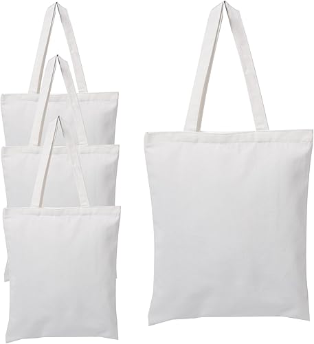 Acoavo Paquete de 4 bolsas de mano de algodón natural de 13 x 15 pulgadas con cremallera, bolsas grandes de lona en blanco a granel con bolsillo
