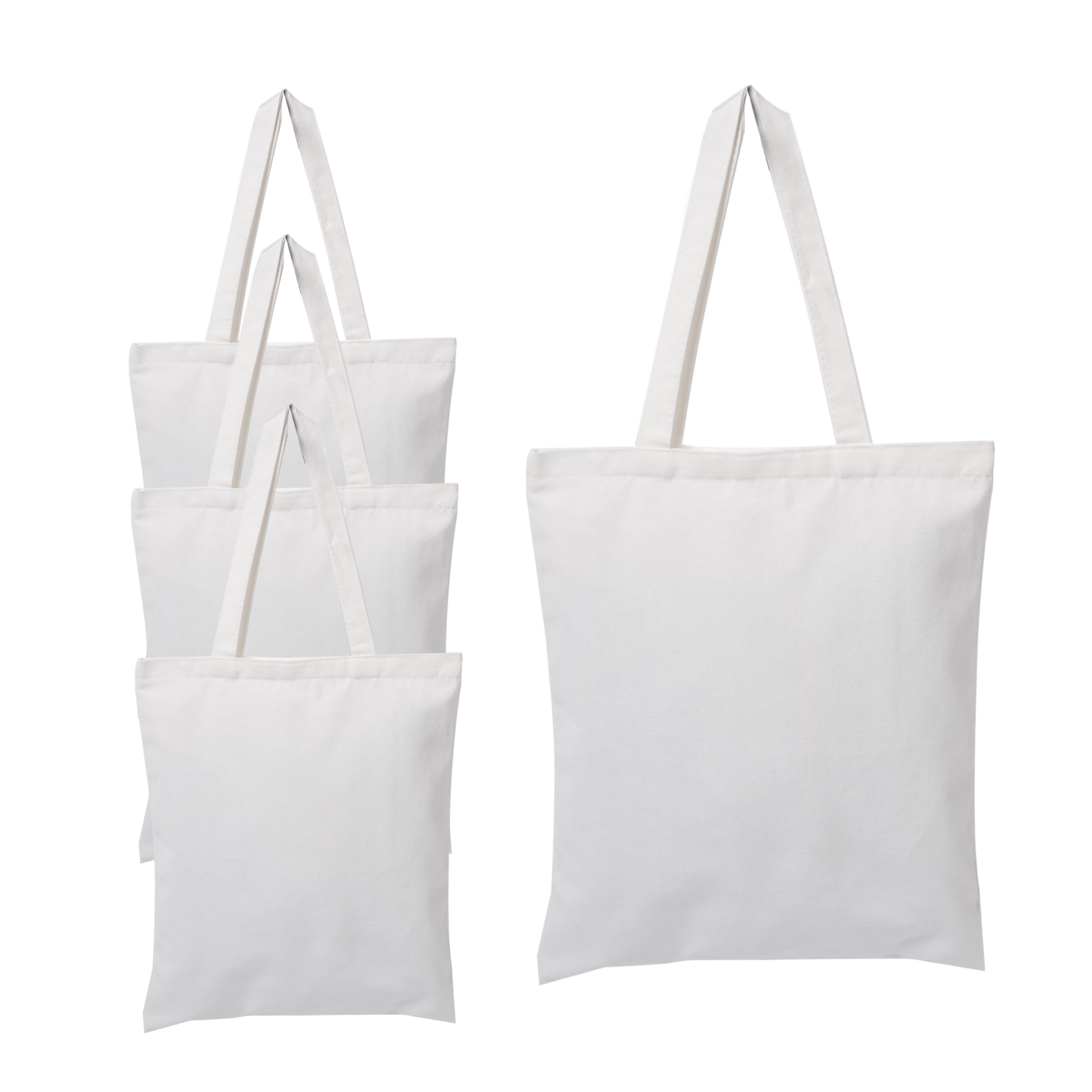 Acoavo 4 Pack 13'' × 15'' Natural Cotton Tote Bags with Zipper, Large Blank Bulk Canvas Tote Bags with Pocket