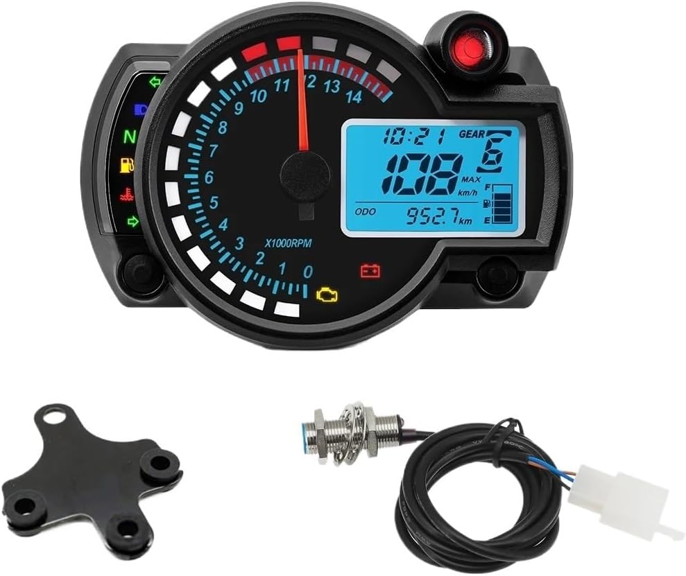 Motorcycle Odometer Gauge Universal Motorcycle Tachometer LED Digital Moto Dashboard Motocross Hour Counter Panel