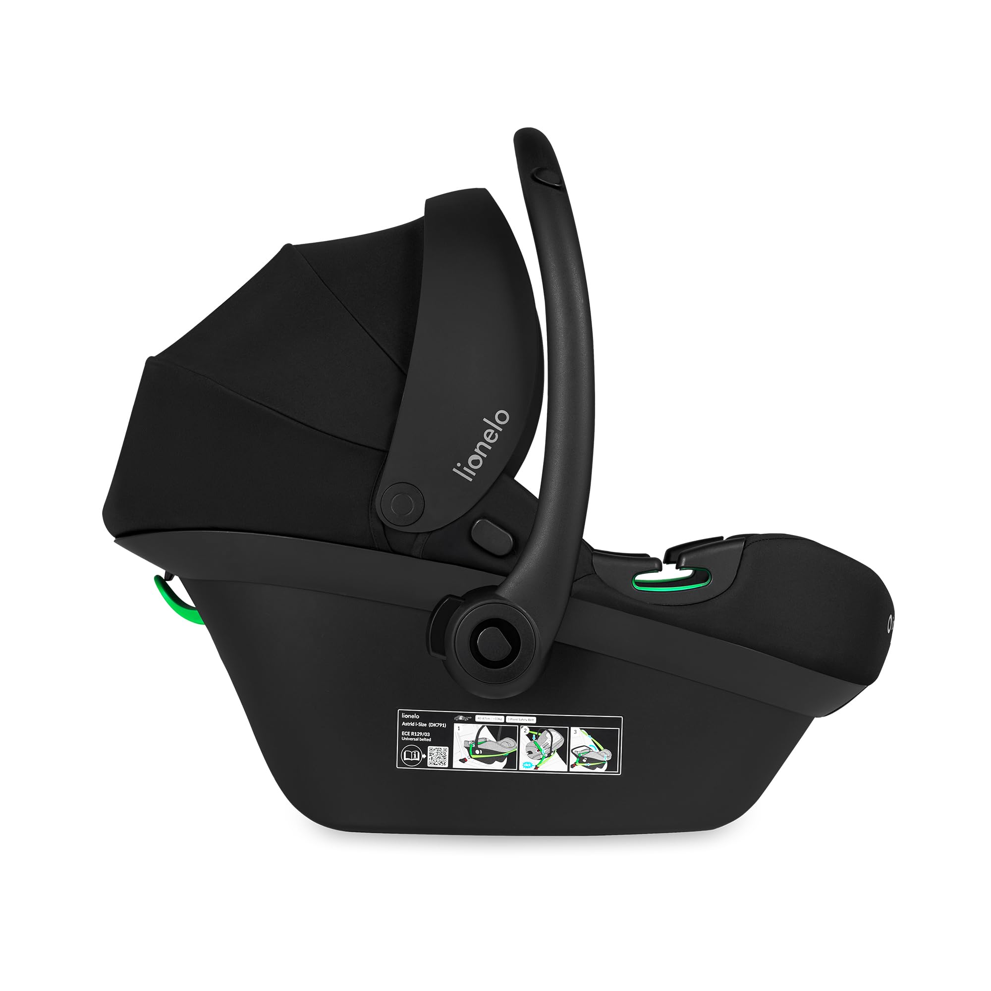 Lionelo Astrid i-Size Set Plus seggiolino auto con base ISOFIX 40–87 cm | Base girevole 180°, installazione contro marcia, protezione laterale, poggiatesta Memory Foam e inserto traspirante Dri-Seat