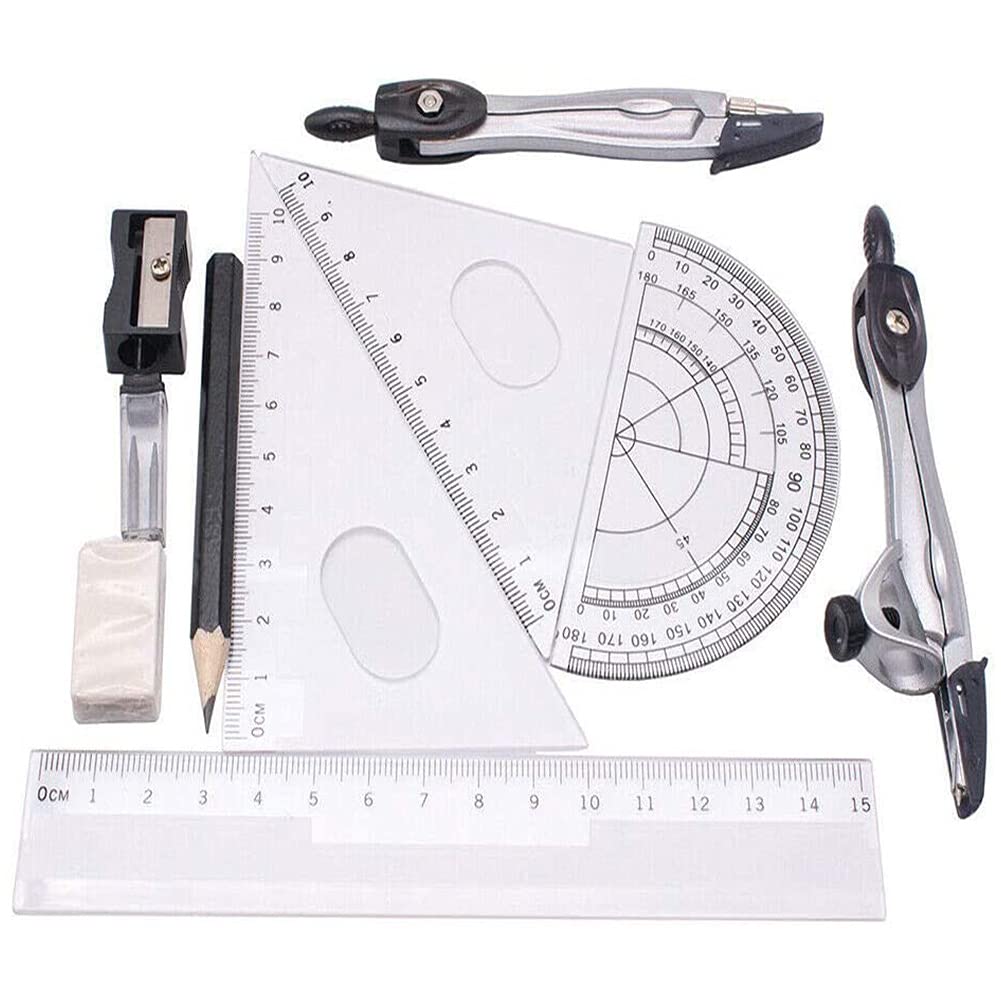 Kit Geometria 10 Pezzi Vicloon - Con Bussola, Righelli, Goniometro E Accessori Per Scuola - Foto 2