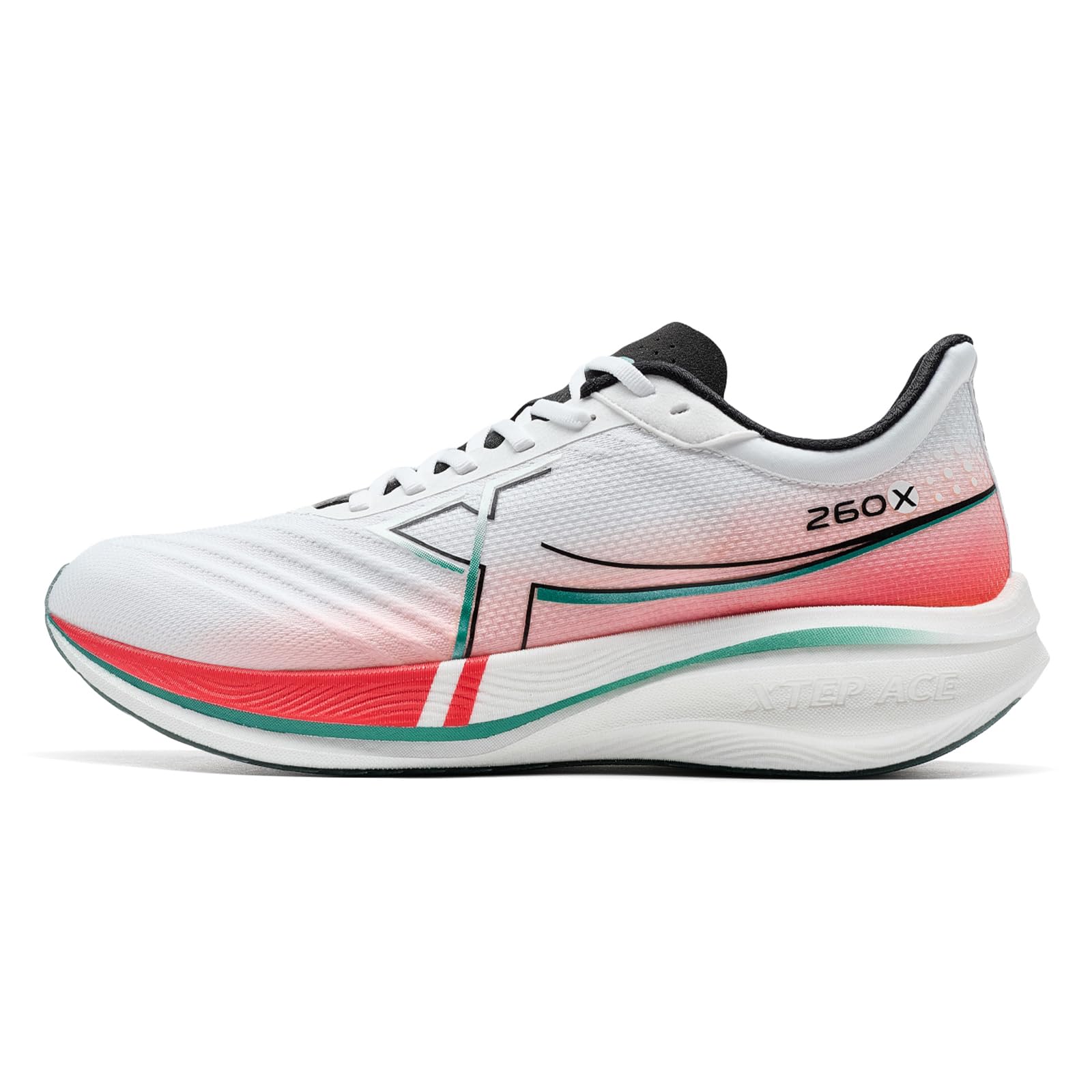 XTEP Zapatillas de correr para hombre 260X, zapatillas de maratón mejoradas con 85% de amortiguación, entrenamiento de carreras, placa de carbono ligera, zapatillas de competición, amortiguadas