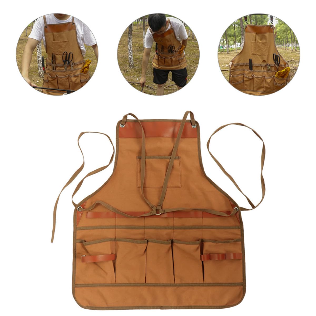 Grembiule Bbq Uomo in Tela con Cinturini Regolabili e Tasche Multiple Grembiule Lavoro per Cucina Camping e Giardinaggio